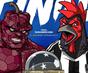 Arte da Conmebol para divulgar a final da Sul-Americana entre Atlético e Lanús